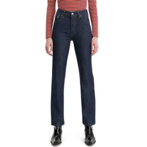 Levi's 501 Women's High Rise Dark Wash Straight Leg Button Fly Jeans